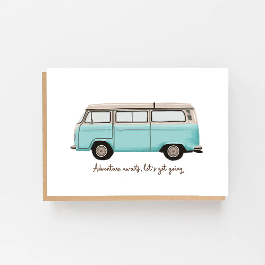Adventure Awaits VW Aqua Camper Greeting Card