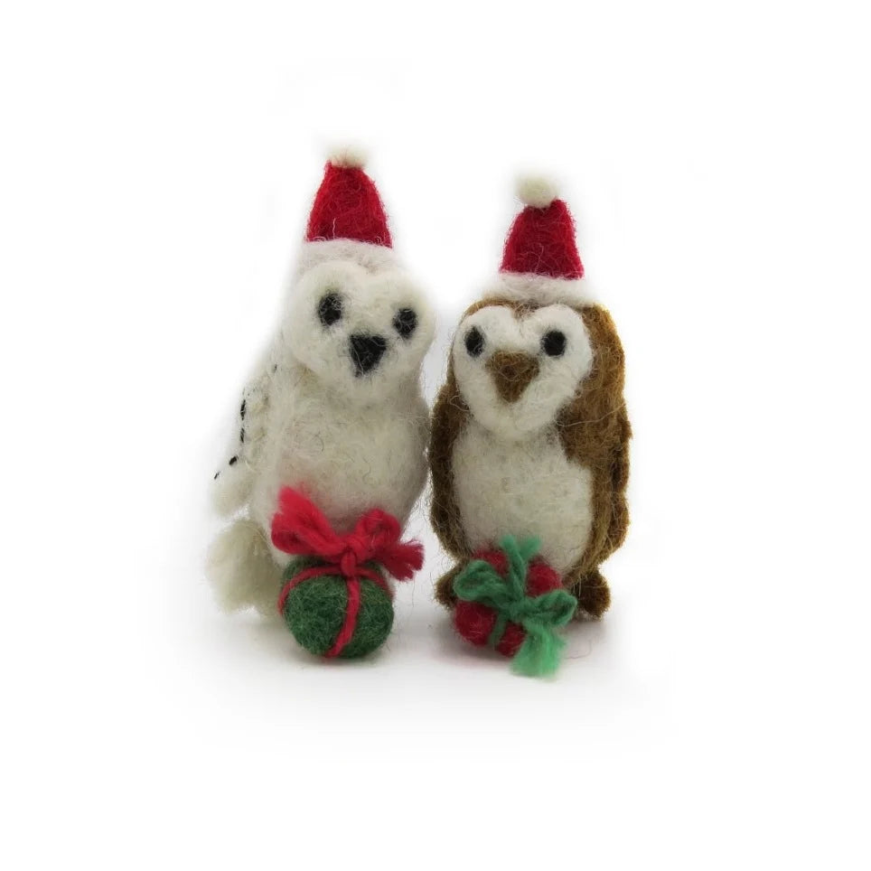 Mini Owl with Present Felt Decoration