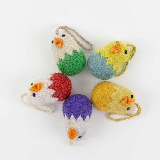 Chick in Egg Felt Hanging Decoration 5 pack