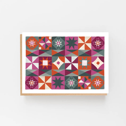 Red Festive Pattern Christmas Card