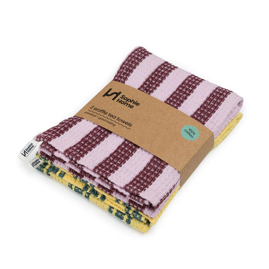 Burgundy Cotton Waffle Tea Towels - 2 Pack