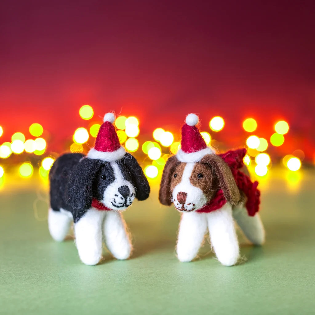 Spaniel With Hat and Scarf Felt Decoration