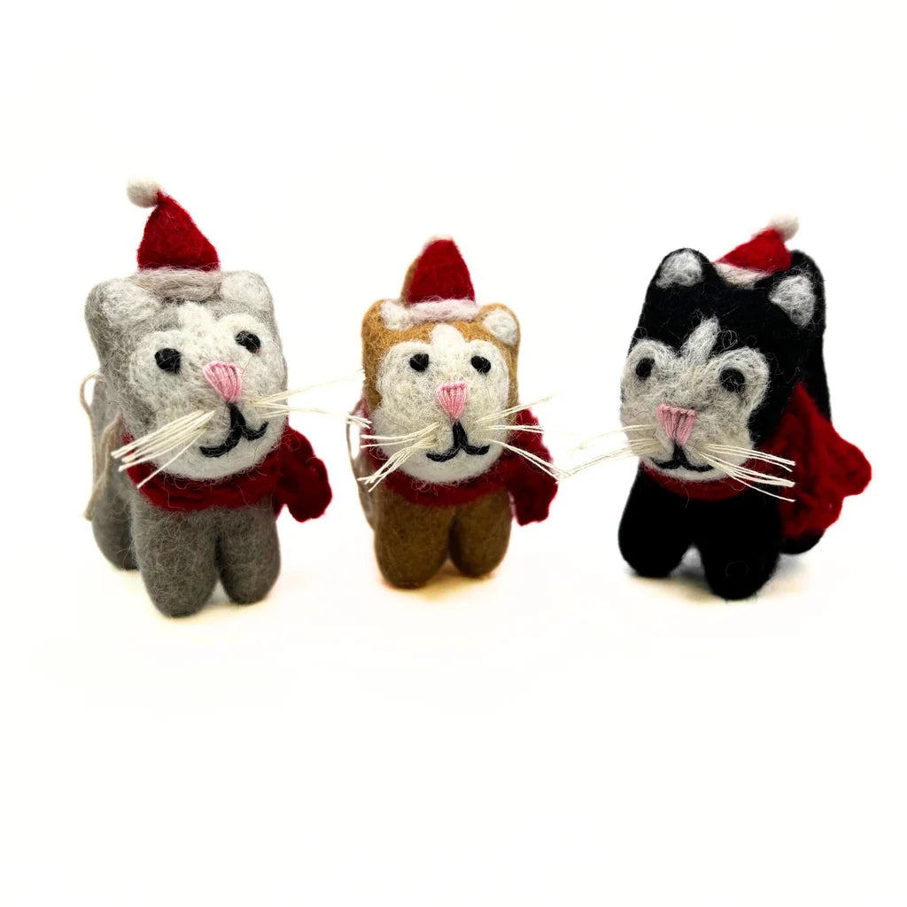 Mini Cat with Hat & Scarf Felt Decoration
