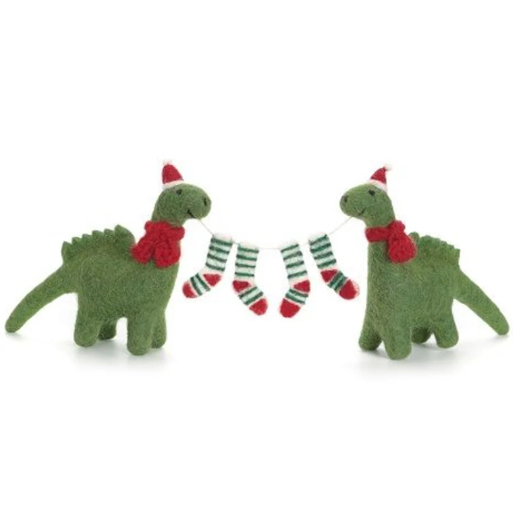 Diplodocus Pair with Stocking Garland Felt Decoration