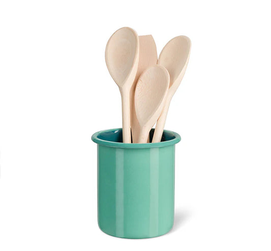 Tall Enamel Utensil Holder In Petrol Blue