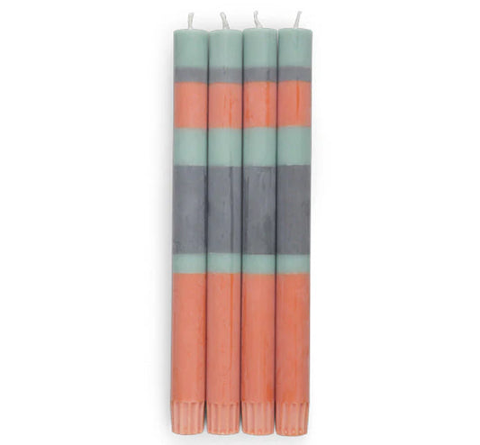 Striped Eco Dinner Candles Marigold Gunmetal Pack of 4