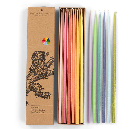 Thin Taper Candles - Rainbow (pack of 12)