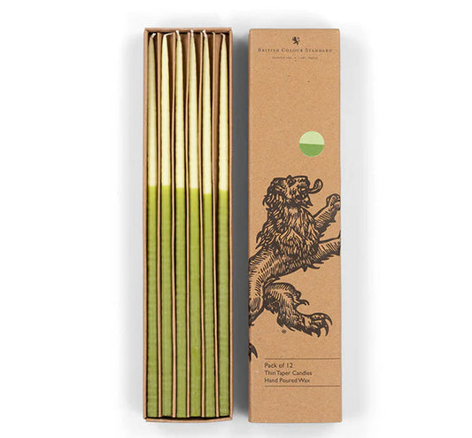 Thin Taper Candles - Two Tone Pistachio & Eau de Nil  (pack of 12)