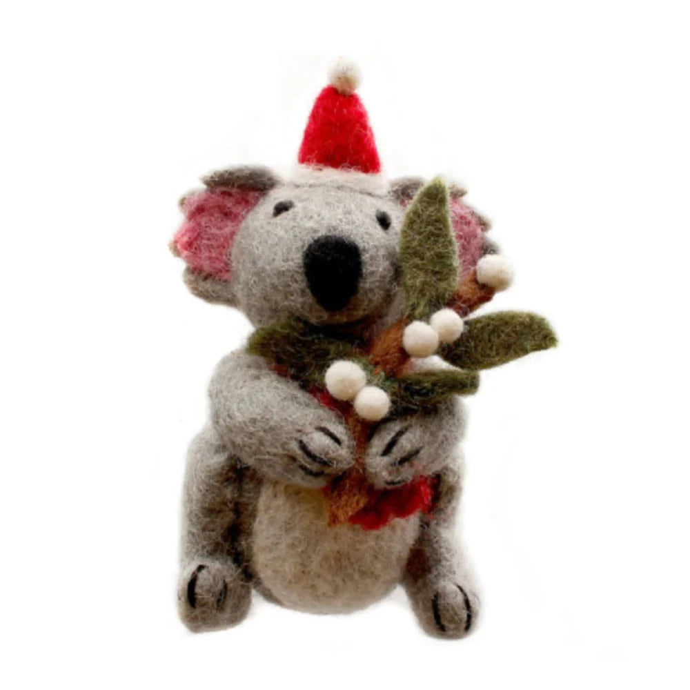 Koala with Mistletoe Sprig Felt Decoration
