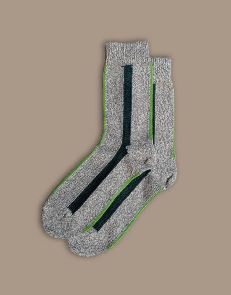 ROVE Organic Cotton Vertical Stripe Pine Green Socks
