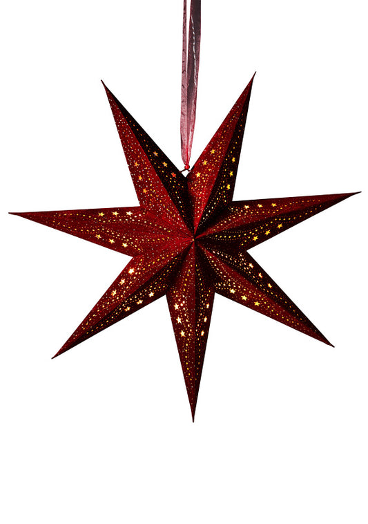 Red Velvet Star With Glitter & LED Lights
