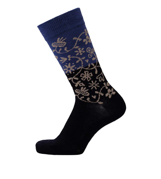 Art Garden Blue/Black Merino Wool Socks