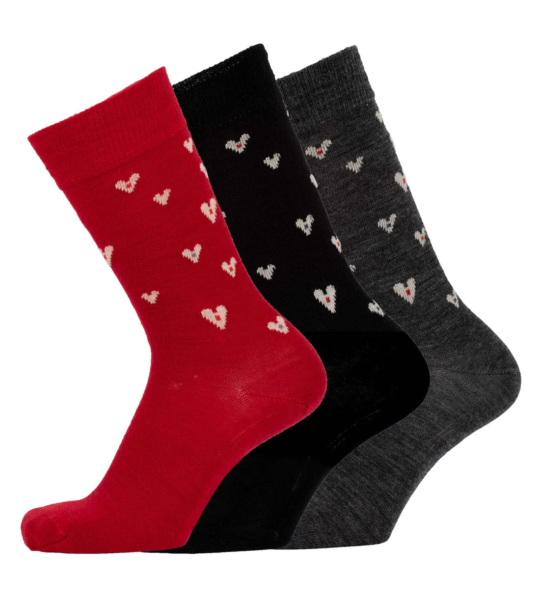 Small Hearts Grey Merino Wool Socks
