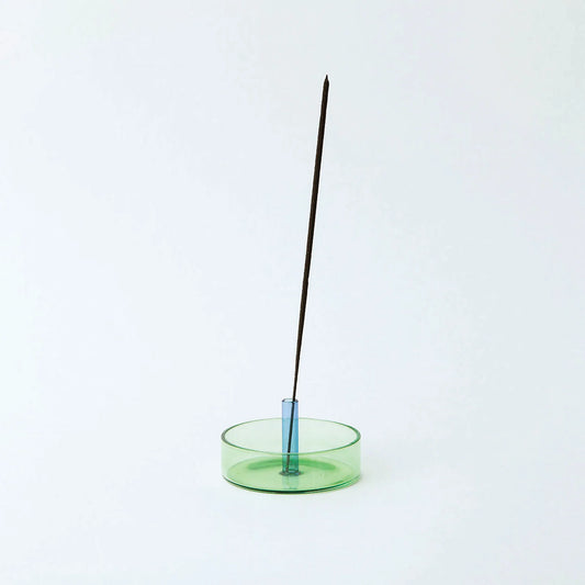 Dual Tone Green / Blue Glass Incense Holder