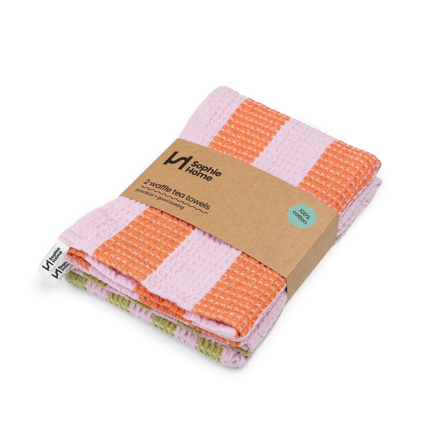 Pink Cotton Waffle Tea Towels - 2 Pack