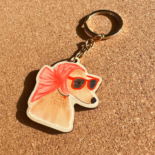 Sassy Dog Wooden Key Ring