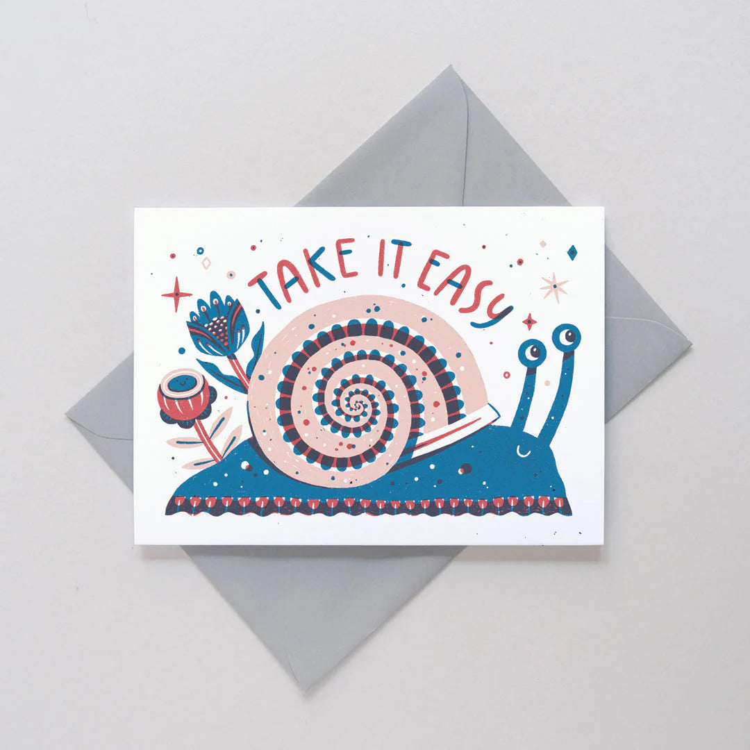 Take It Easy Snail Greetings Card