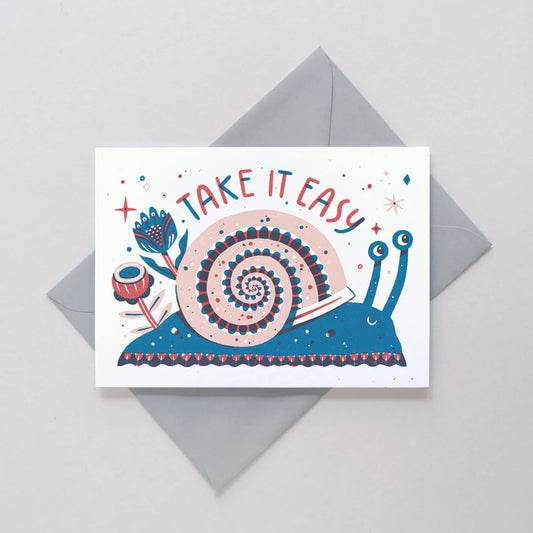 Take It Easy Snail Greetings Card