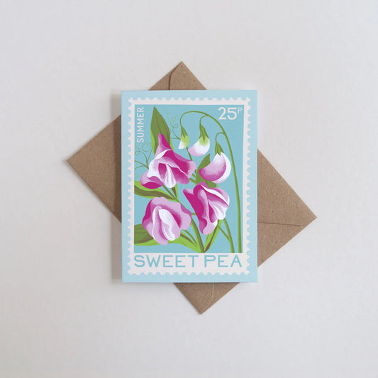 Sweet Pea Illustrated Mini Greetings Card