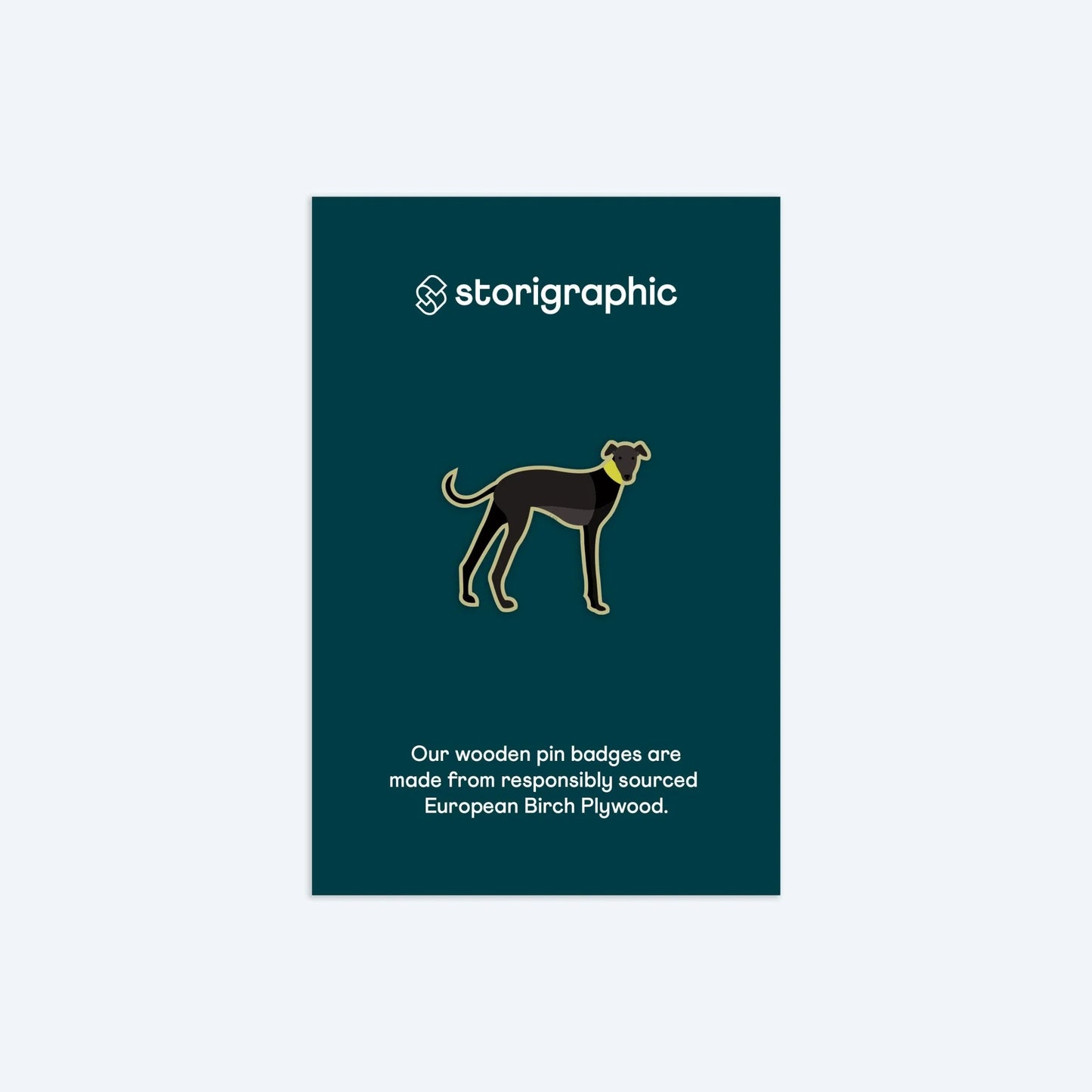 Wooden Pin Badge - Greyhound