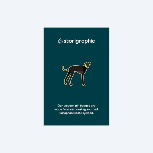 Wooden Pin Badge - Greyhound