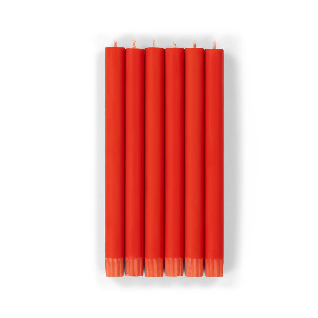 Poppy Red Eco Dinner Candles Pack of 6