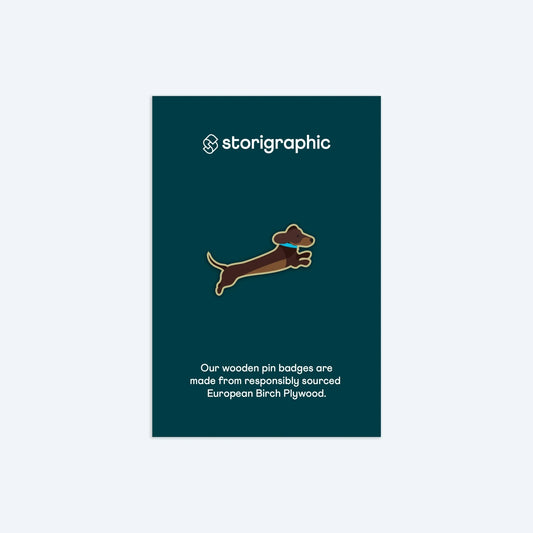 Wooden Pin Badge - Dachshund