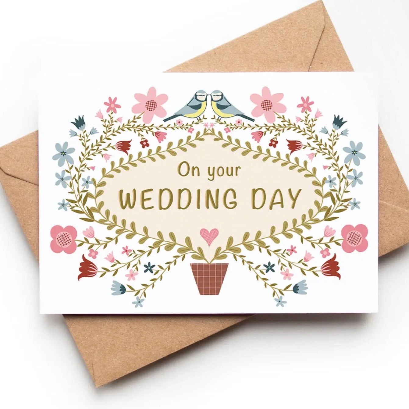 Folk Floral Wedding Greetings Card