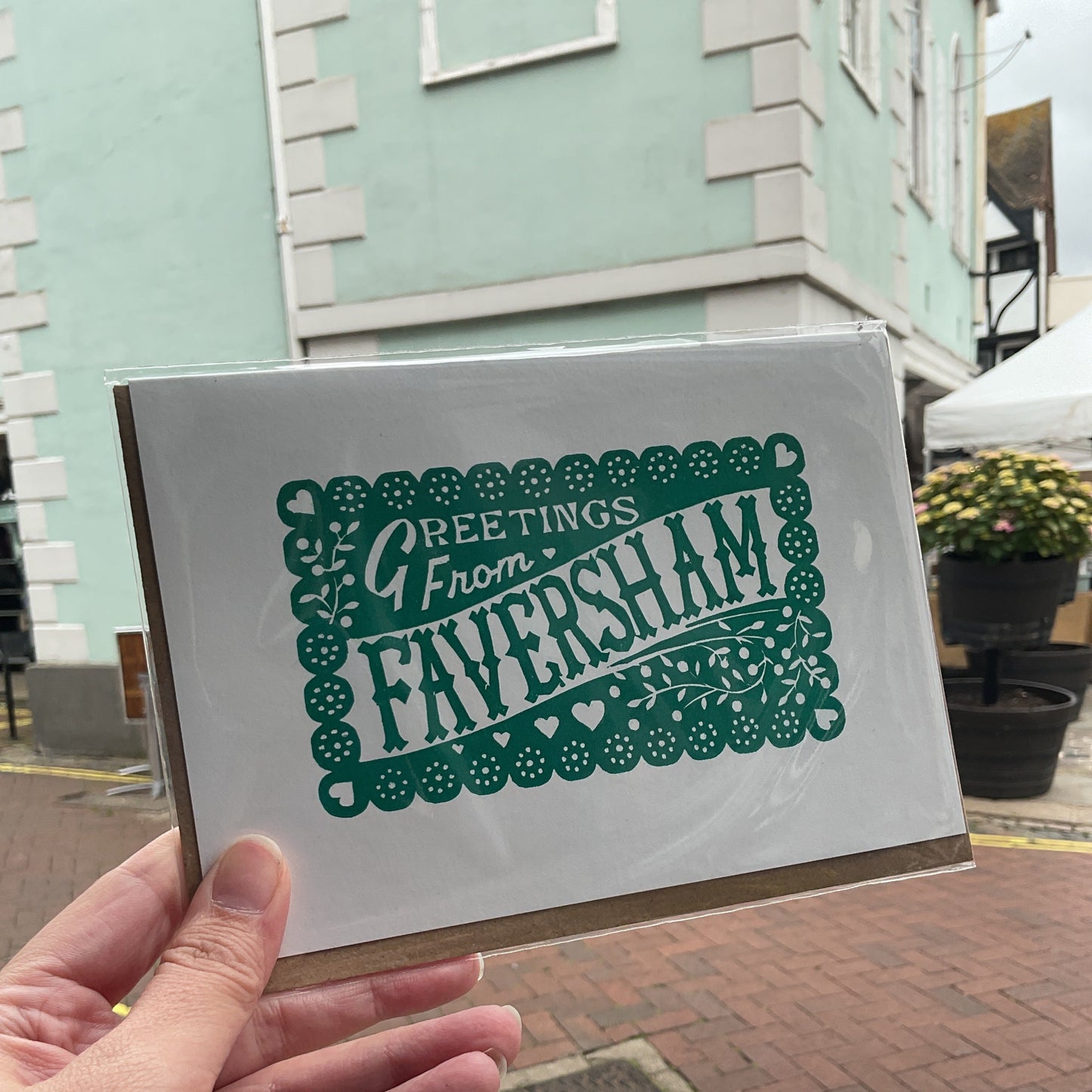 Greetings From Faversham Greetings Card, 2nd Edition, Pthalo Green