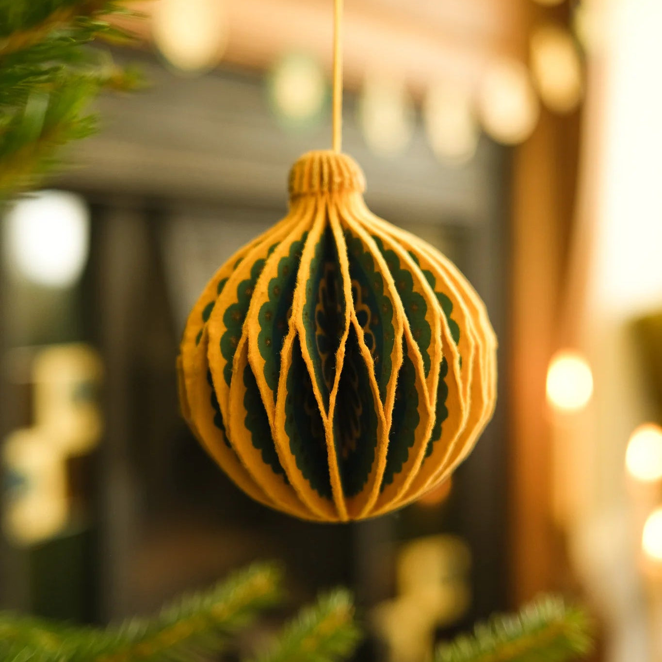 Honeycomb Yellow Ornament