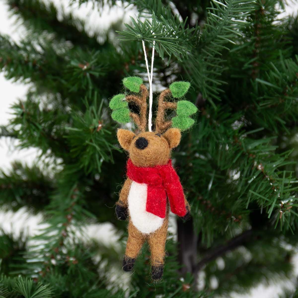 Deer With Tree Top Christmas Felt Decoration