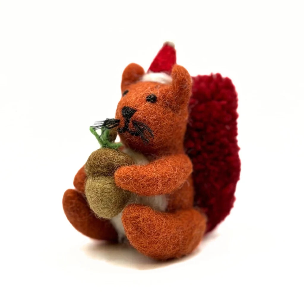 Red Squirrel with Acorn Felt Decoration