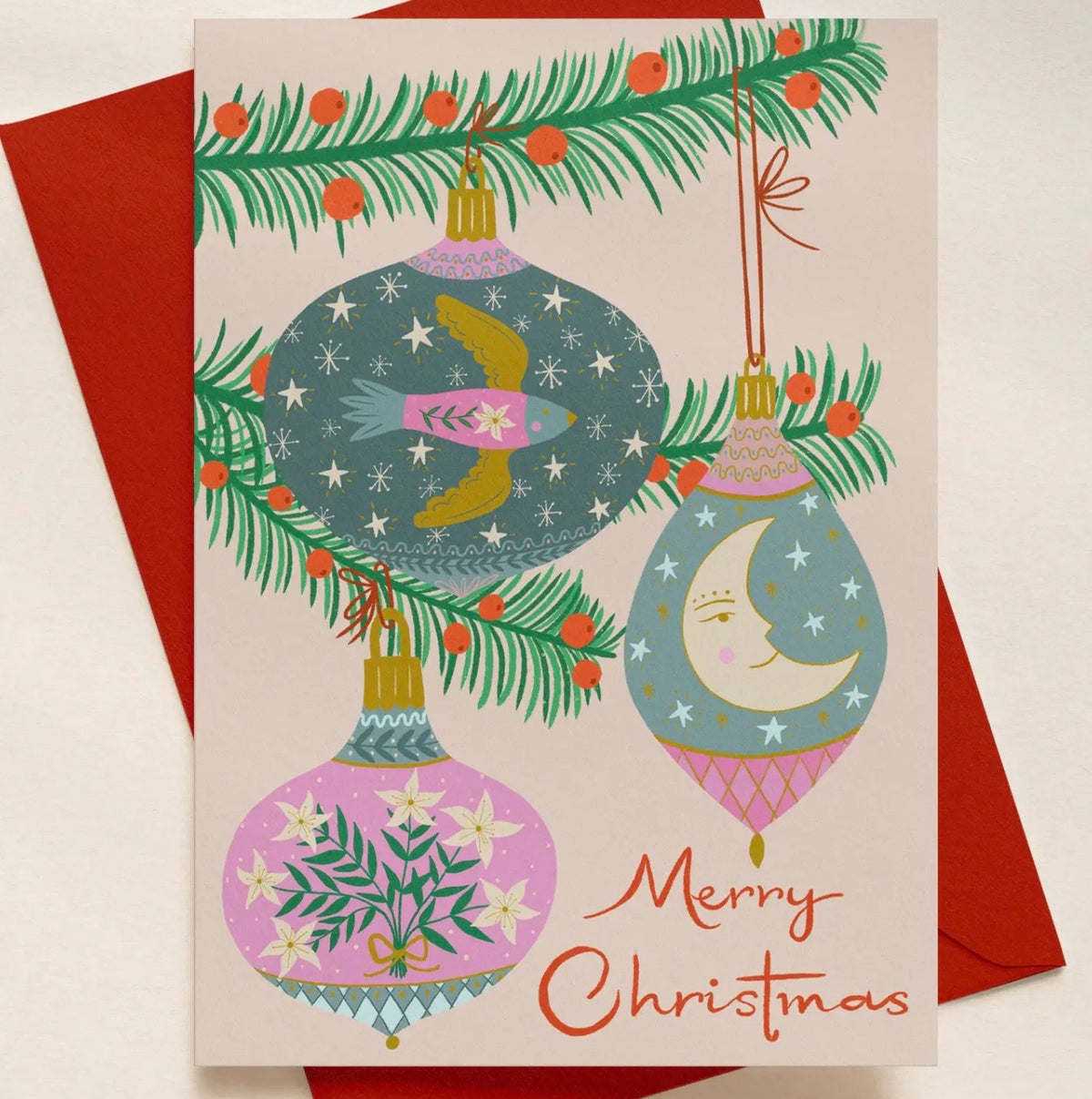 Whimsical Christmas Baubles Christmas Card