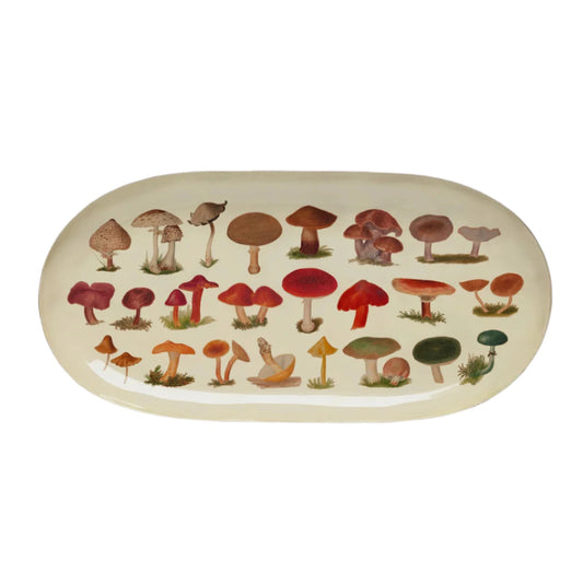 Fungi Oval Enamel Printed Dish