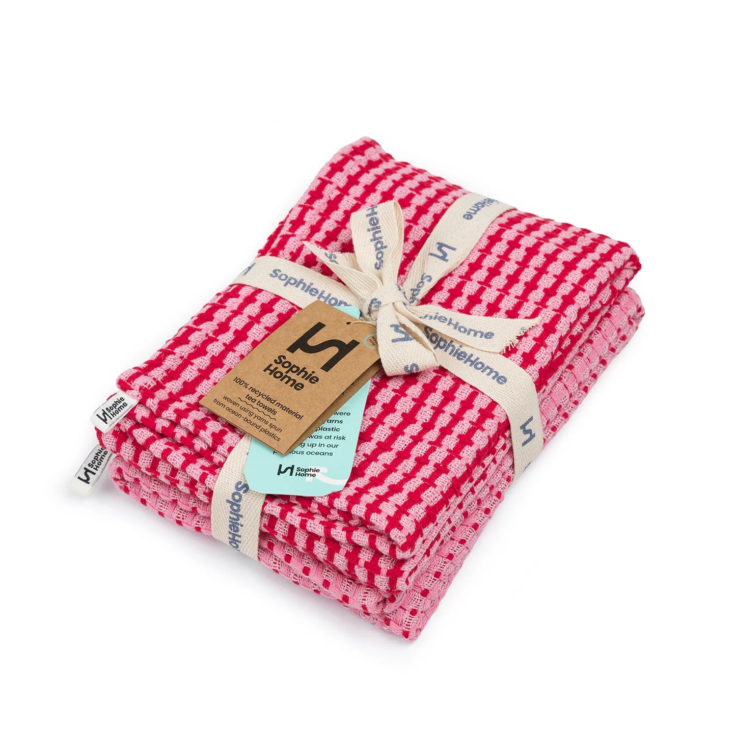 Pink Recycled Tea Towels - 2 Pack