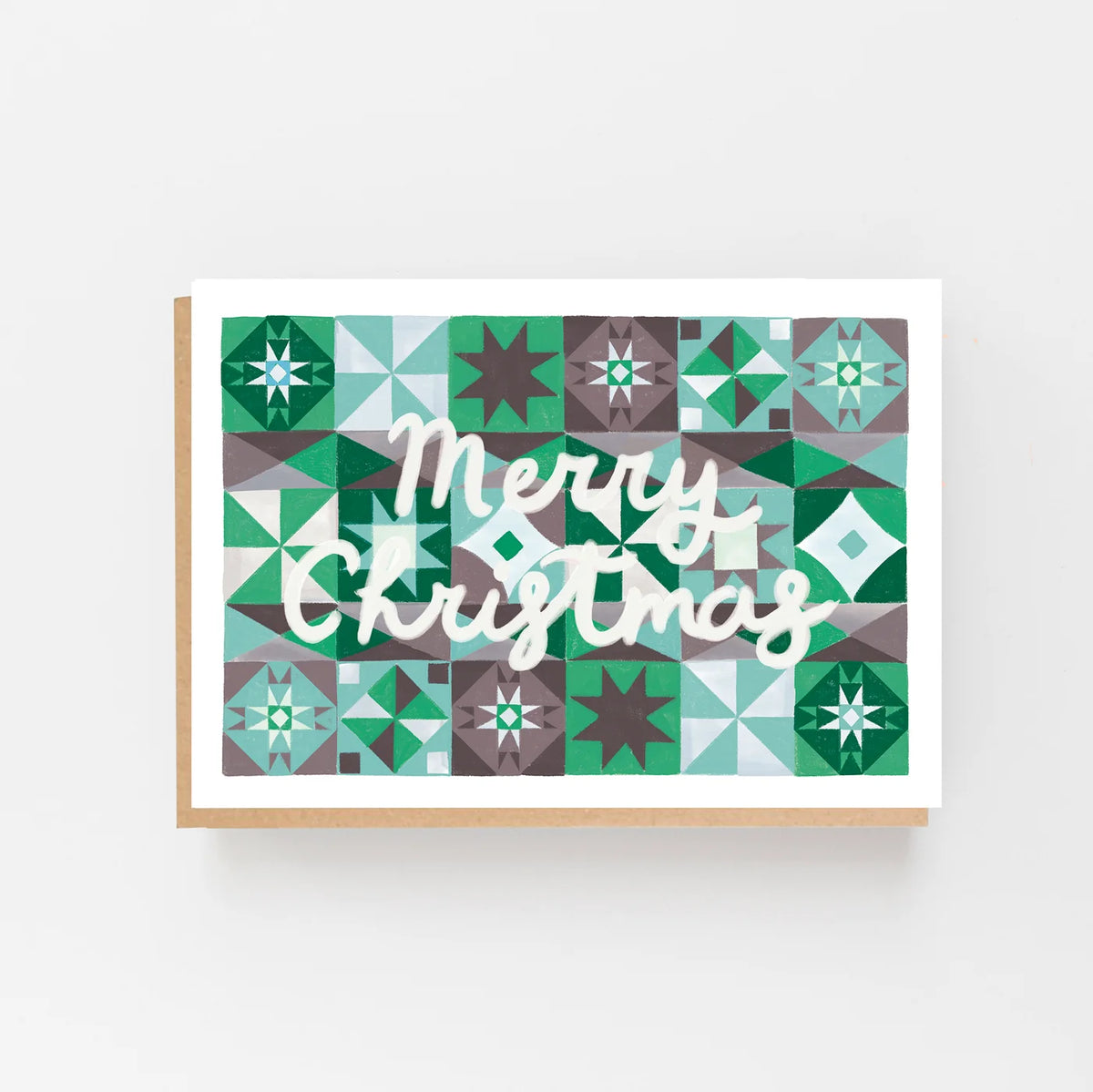 Merry Christmas Green Festive Pattern Card