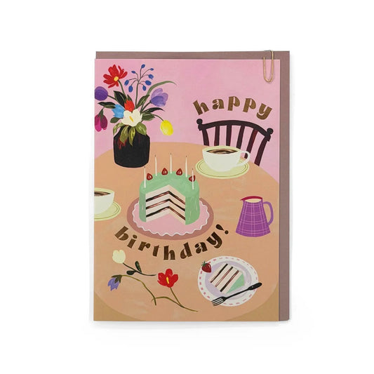 Happy Birthday Tea And Cake Greeting Card