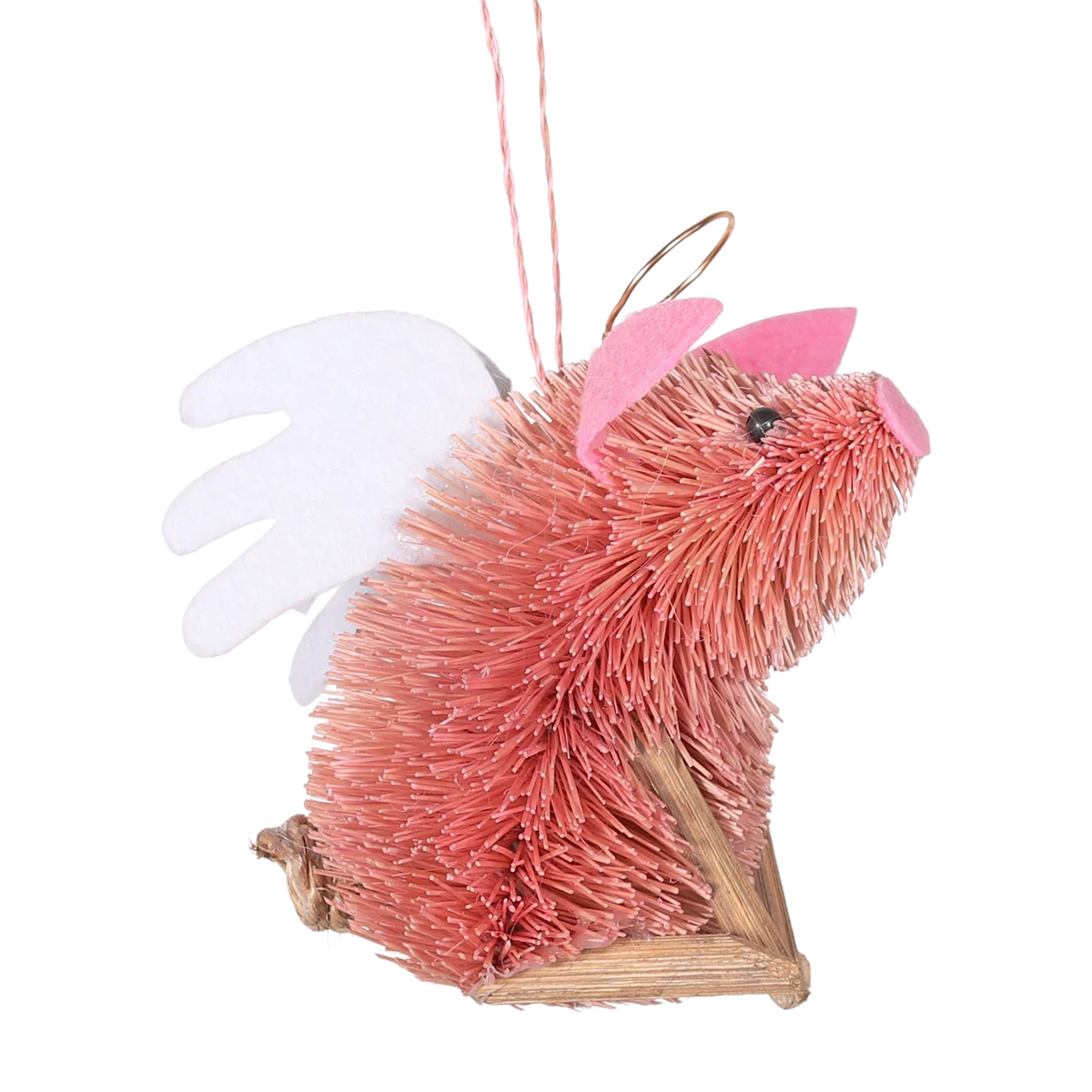 Bristle Angel Pig – Handmade Christmas Decoration