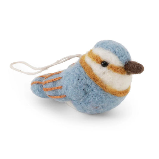 Spinus Bird Felt Decoration - Blue