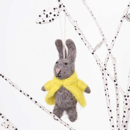 Bunny with Yellow Coat Easter Felt Decoration