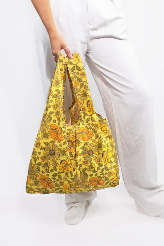 Retro Flowers Medium Reusable Bag
