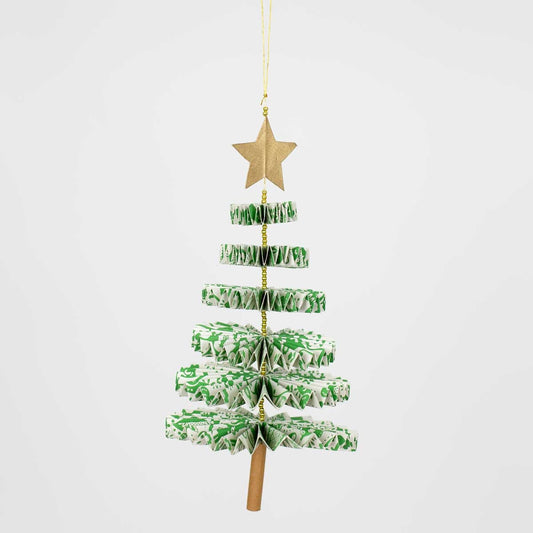 Green Fir Tree XL - Fair Trade Folded Paper Christmas Decoration