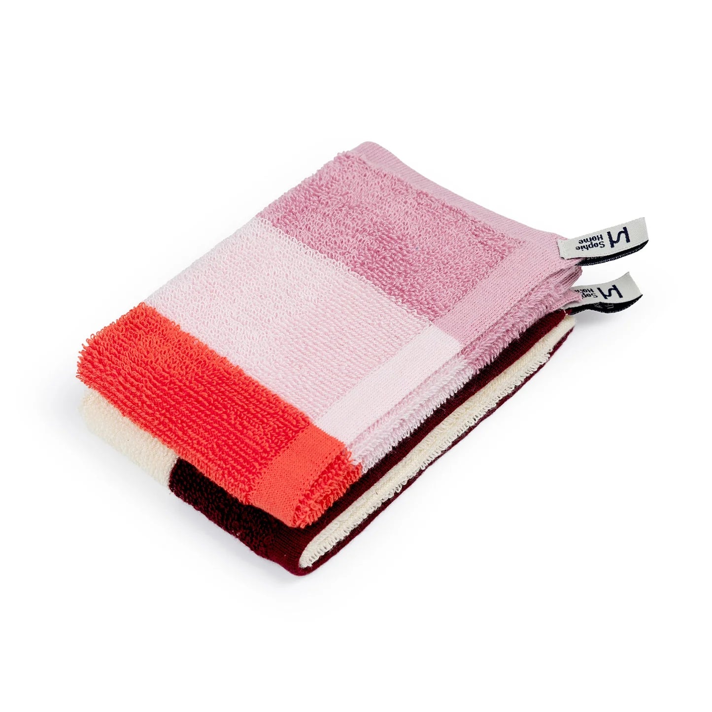 Striped Terry Towelling Flannel in Pink- 2 Pack