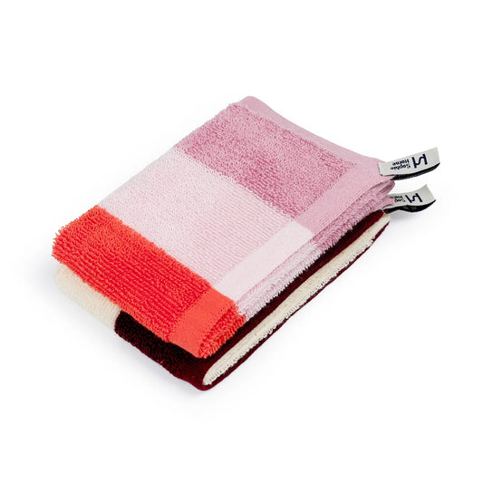 Striped Terry Towelling Flannel in Pink- 2 Pack