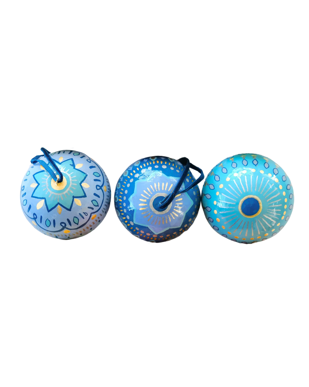 Jolly Frosty Blues Baubles (Set Of 3)