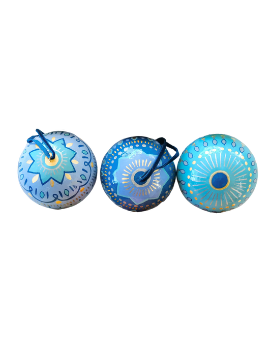 Jolly Frosty Blues Baubles (Set Of 3)