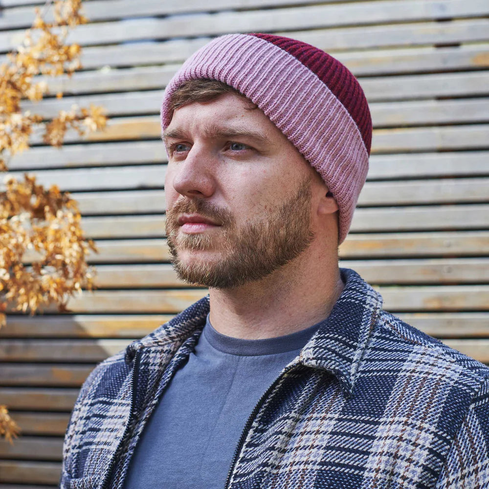 Bordeaux & Dusky Pink Beanie (unisex)