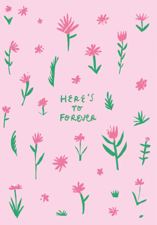 Pink Flowers Forever Greeting Card