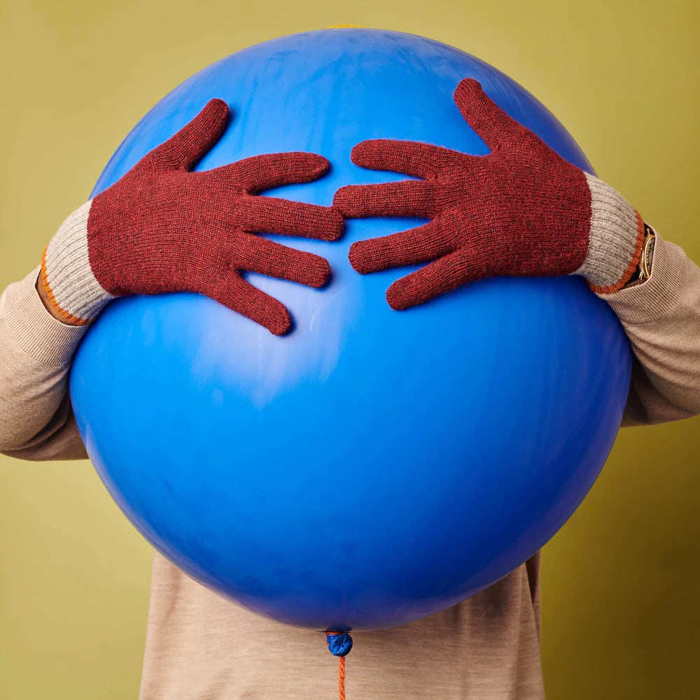Men's Red/Grey Lambswool Gloves