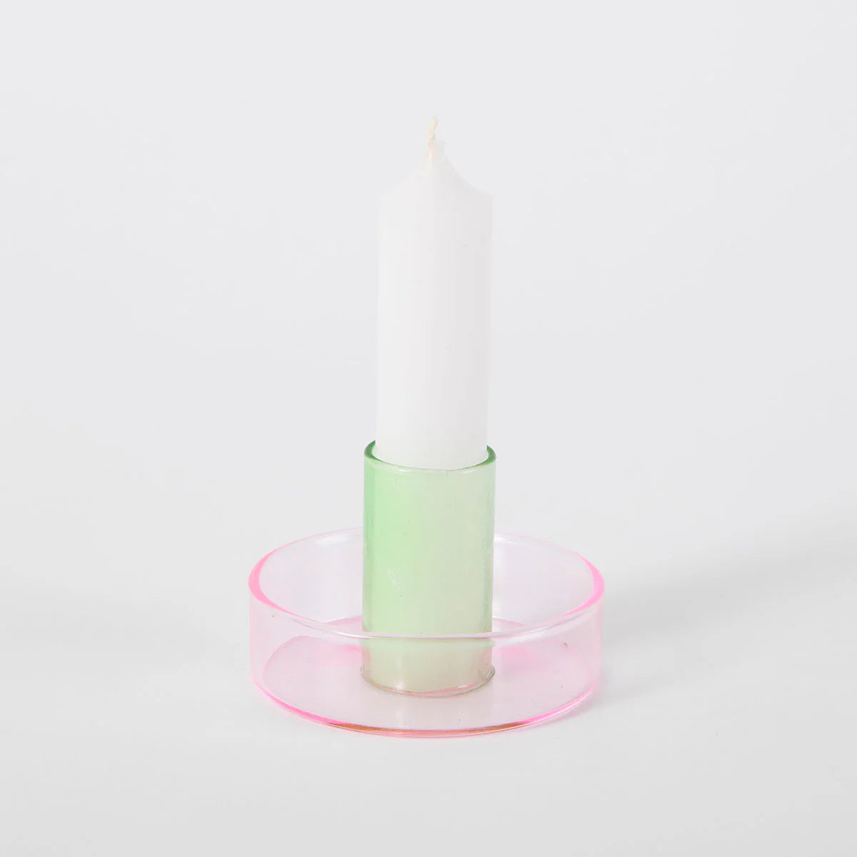 Dual Tone Pink/Green Glass Candleholder